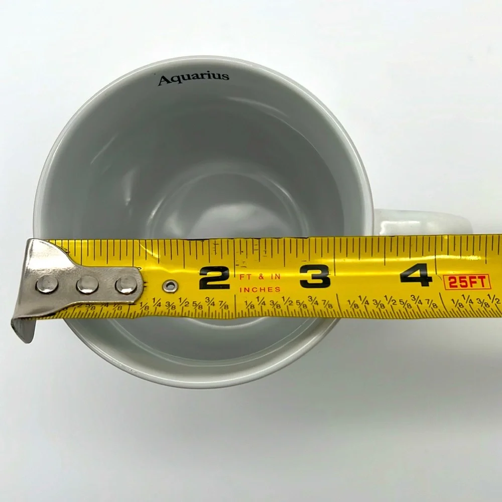 Aquarius Zodiac Cup Mug - White Ceramic with Black and Gold Lettering - Picture 9 of 9